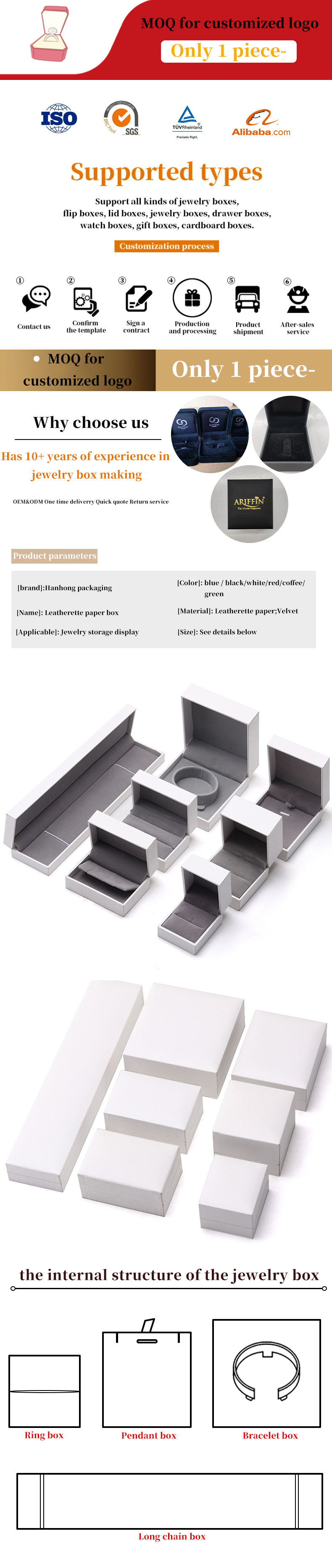Rectangle Shape Handmade Cardboard Jewelry Box For Necklace Bracelet Ring Set