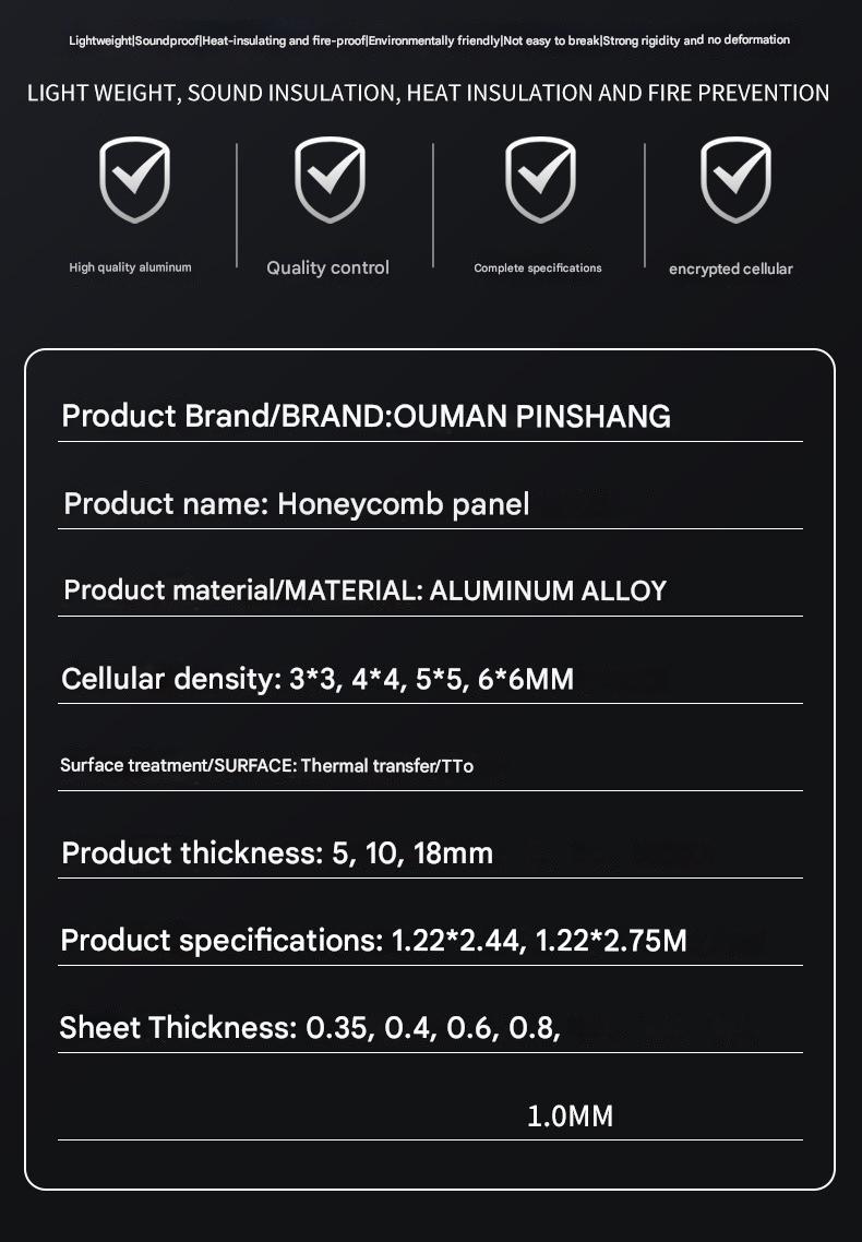 18mm Thickened Aluminum Honeycomb Plate for Flame Retardant Anti Pressure Cabinet Door Material
