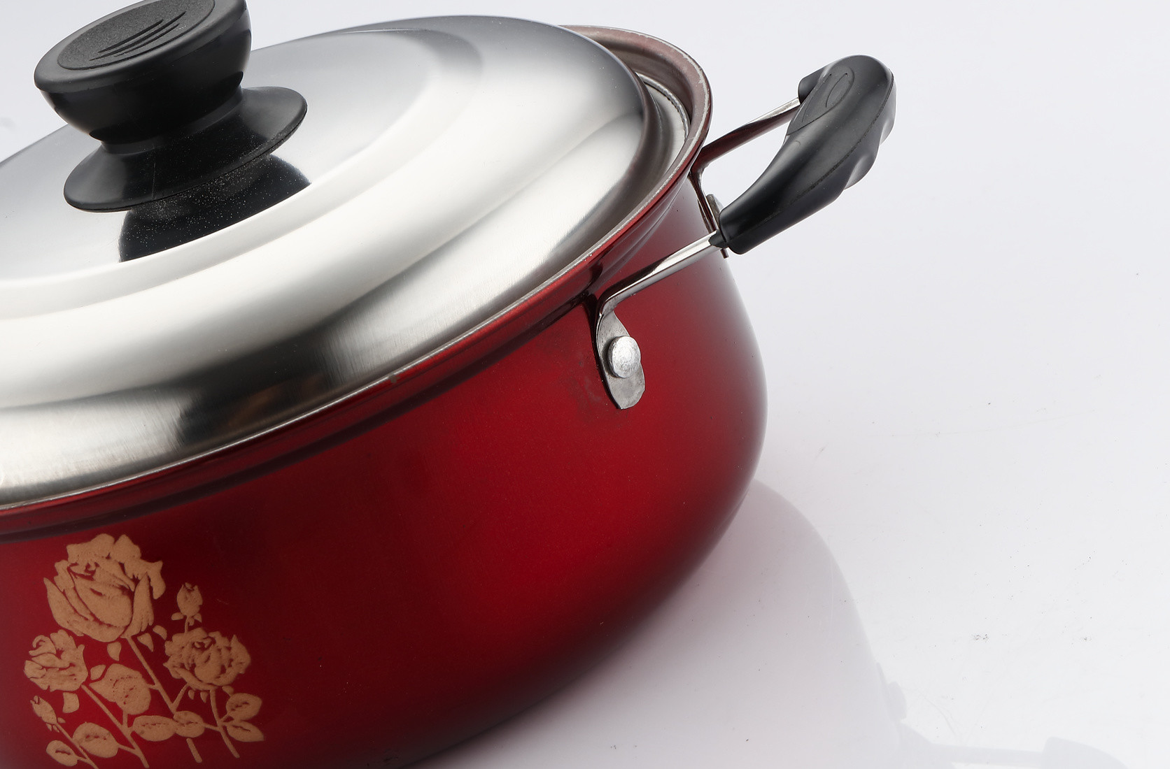 16/18/20/22cm red color & flower stainless steel cookware set & kitchenware set & pot & pan & casseroles