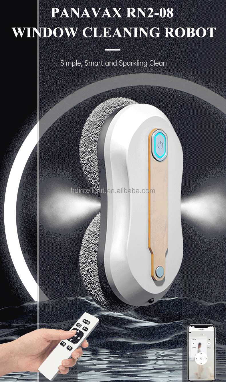 68mm Intelligent Window Cleaning Robot 70dB Mobile APP High Rise Window Cleaning Robot