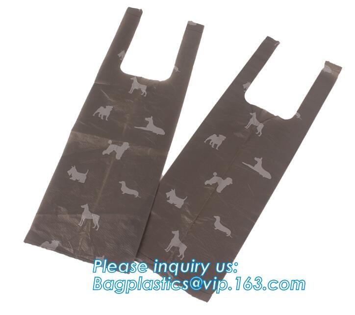 plastic t-shirt shape bag/ diaper sack bag with powder scent, biodegradable custom baby disposable diaper nappy bag, pac
