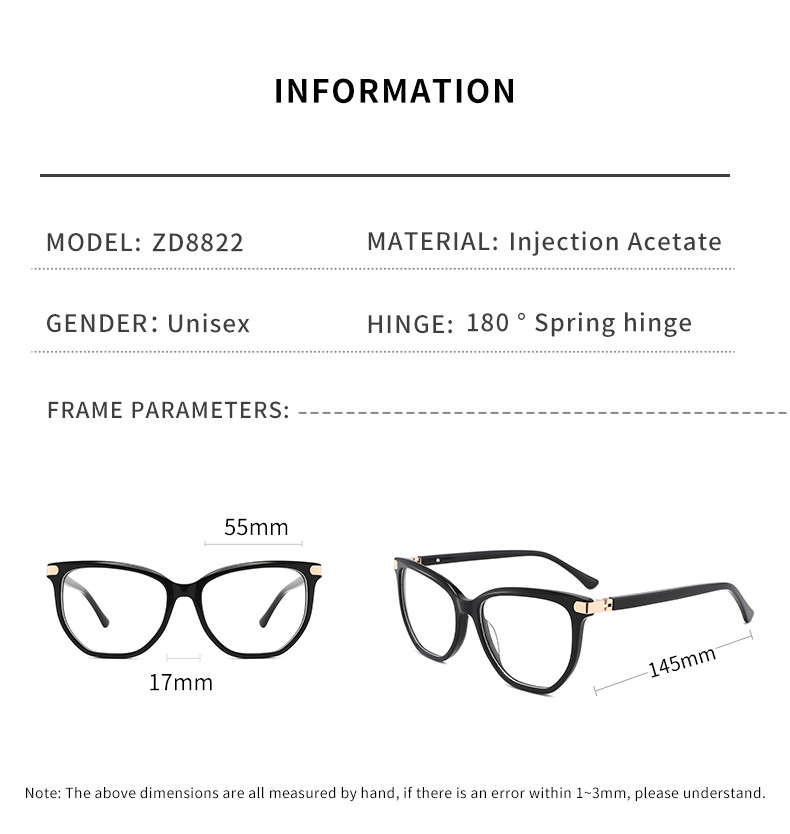 Pure Handmade cat eye acetate glasses With Multi Color 180° Flexible Hinges