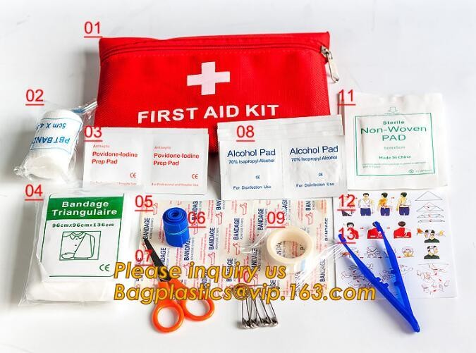 Red pu leather waterproof mini eva first aid kit case,first aid box plastic case carrying case,Medical Multi-functional