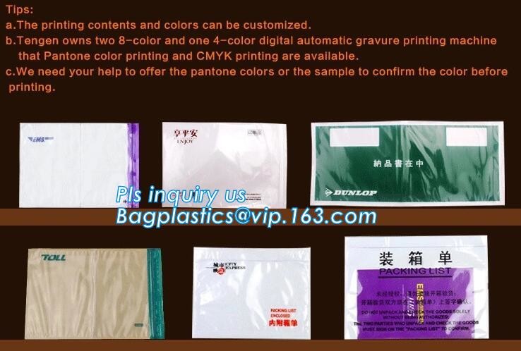 PP film 178*140mm invoice enclosed packing list envelopes, DHL Shipping pockets for waybill, A4 size plastic packing lis