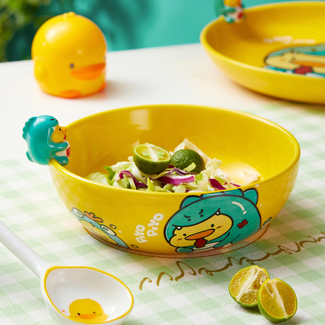 Ready To Ship In Stock Cartoon Cute Children'S Tableware Set 10 Oz Ceramic Bowl Home Eating