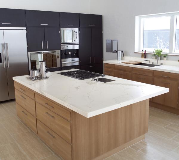 Quality Butcher Block Sidesplash Artificial Quartz Countertops SGS NSF CE Certificated for sale