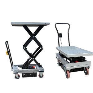 800kg Mobile Manual Scissor Lift Tables Double Scissor Max Height 55.51in