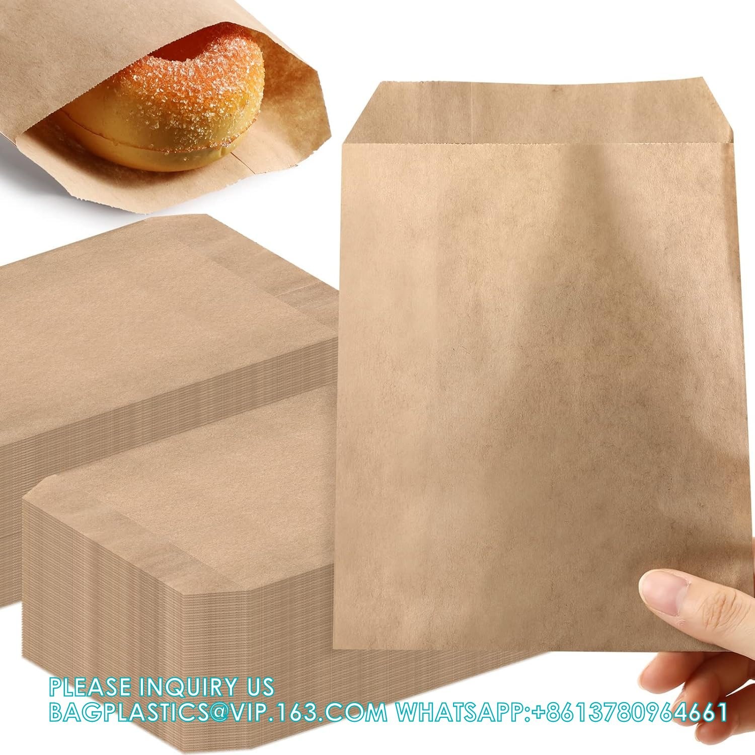Kraft Paper Bags, Cookie Sleeves Snack Bags, Bread Bag, Craft Bags, 100% Recycled Kraft Paper Brown Lunch Bags