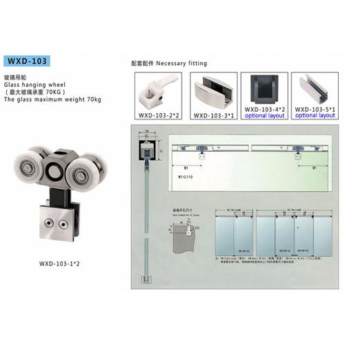 Bathroom Sliding Door System 103, Stainless Steel 304, Satin MIrror, glass