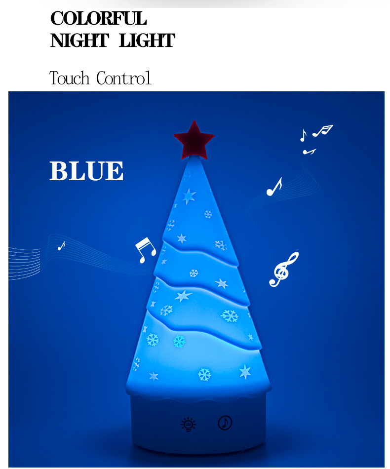 Custom Eco-friendly Christmas Tree Night Light with Touch Control and Music Function