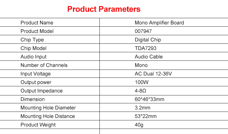 100W Mono Amplifier Board TDA7293 Dual AC12-32V Ultra-Wide Power Supply for 2 Channels 2.0
