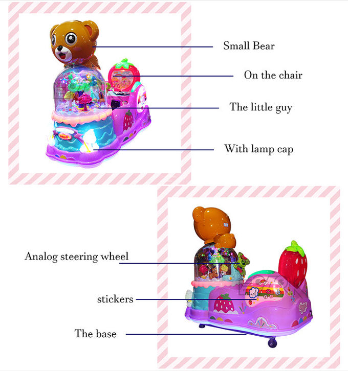 Amusement Cute Small Bear Kiddy Ride Machine Coin Operated 750W