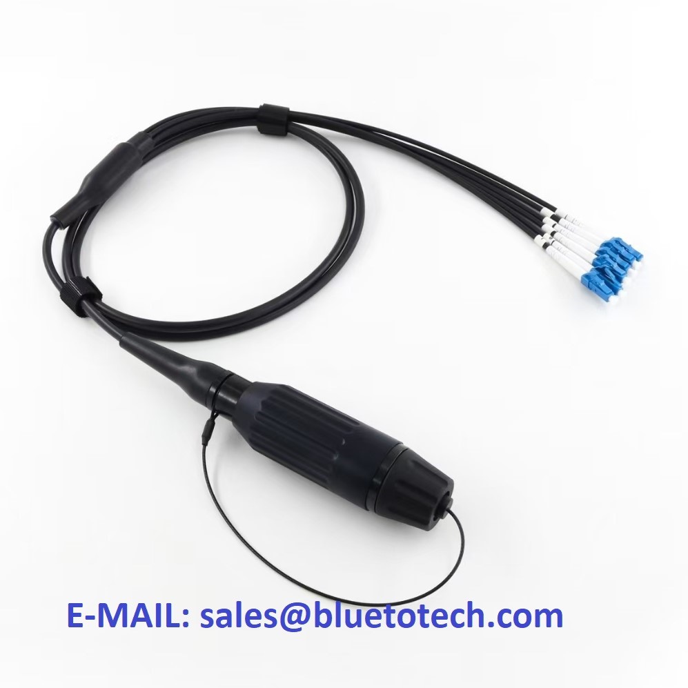 Fiber Optic Cable Expanded Beam Connector to LC 6Core Plug Socket Terminated harsh environment Armored field Fiber Optic Patch Cord