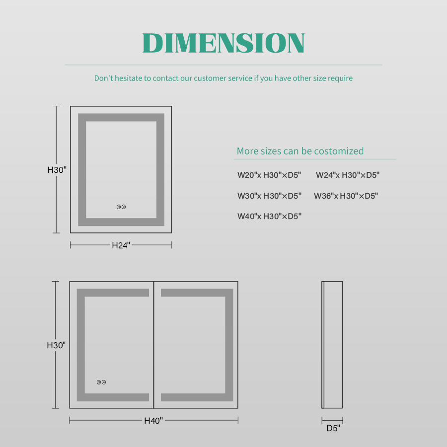 Hotel Custom Illuminated Bathroom Mirrors Safety Wall Mount Moisture Resistant