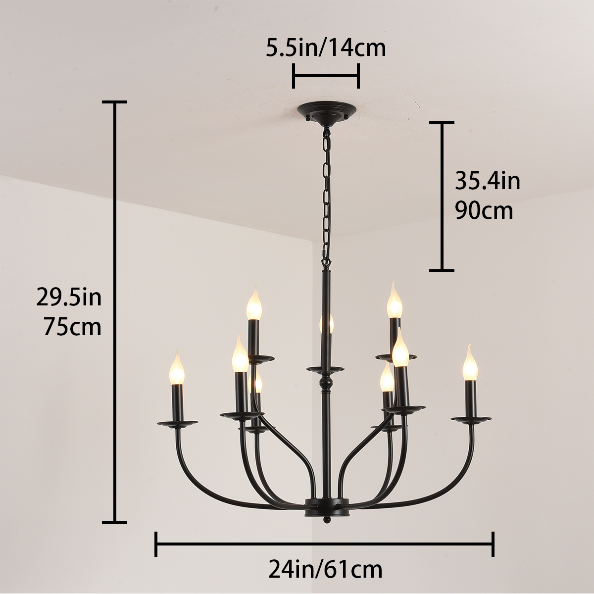 Black Classic Chandelier E14 Retro Vintage Chandelier(WH-CI-131)