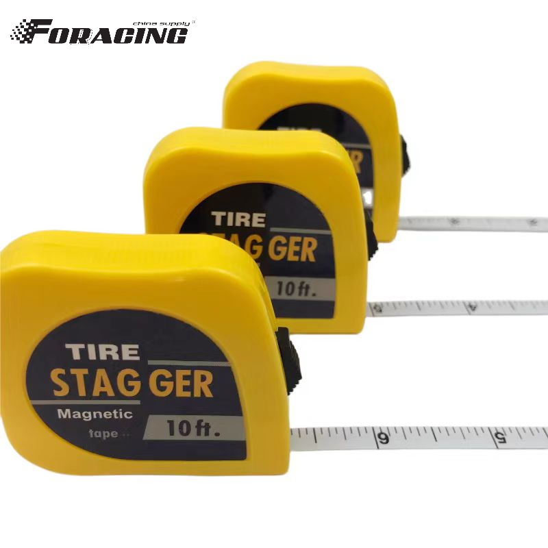 Custom Logo Yellow Magnetic Racing Tire Stagger Tape Measure with 10 Feet Length and 1/4" Blade Width