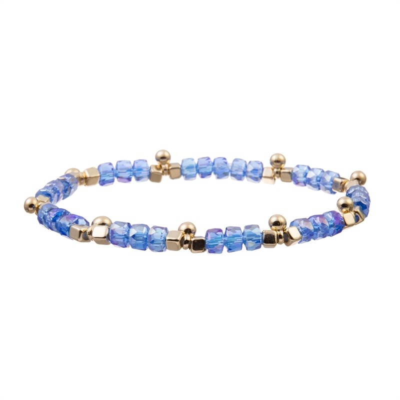 Gold Bean Charms With Multi Color Beads Elastic Bracelet For Brithday Gift