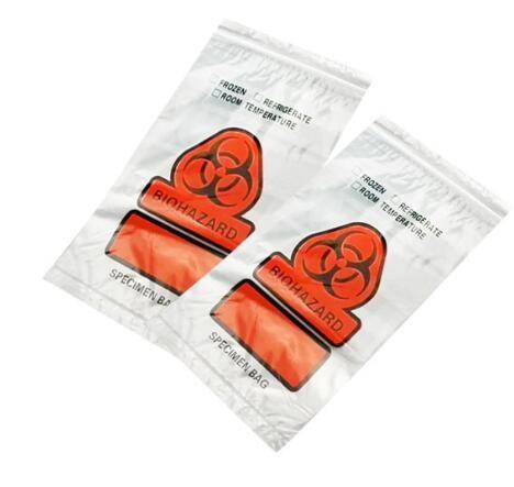 Zipper Locking Pouches for Specimens, Biohazard Specimen Bag, Biohazard Specimen