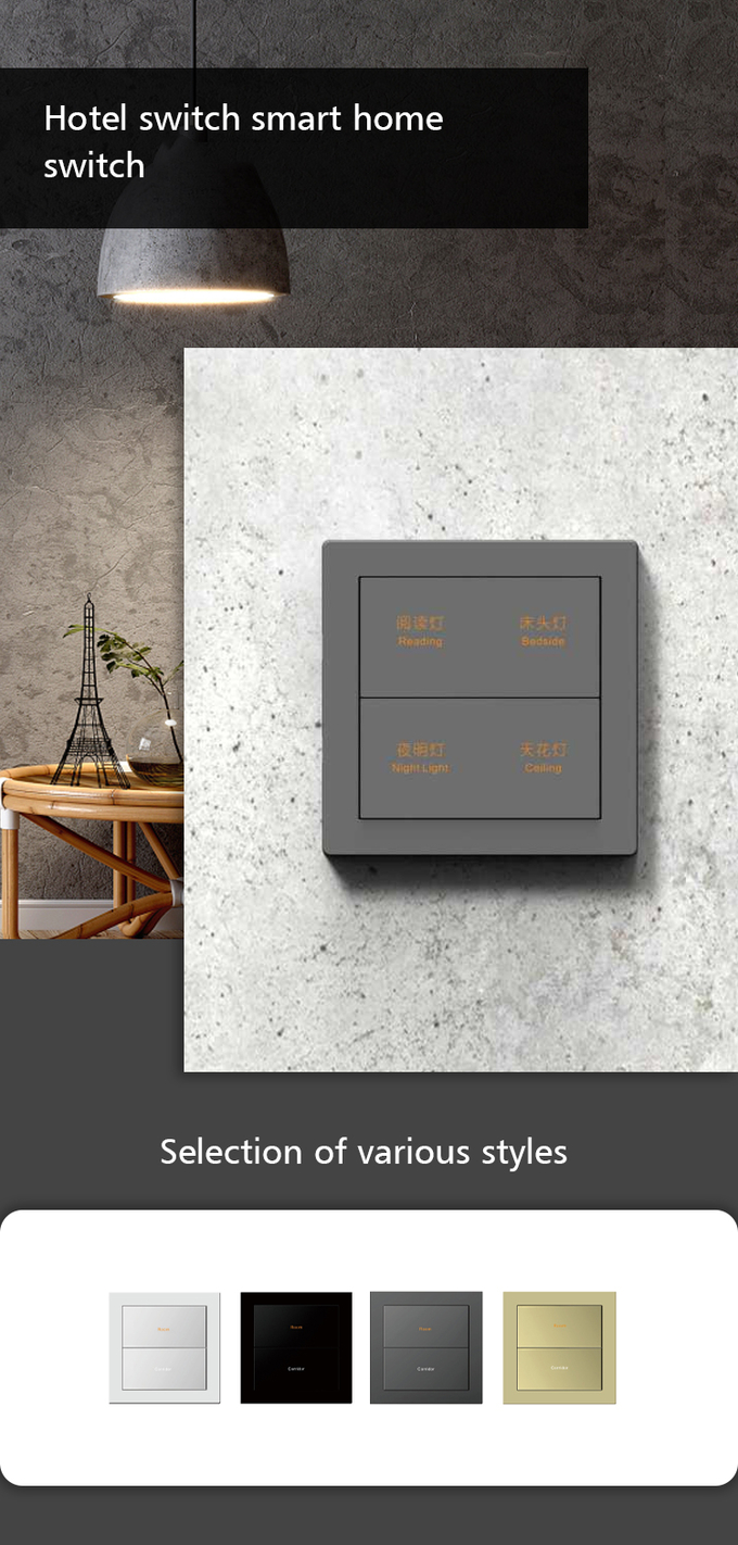 86mm Modbus Wall Switch , Home Lighting Switches Two Gang Push Button