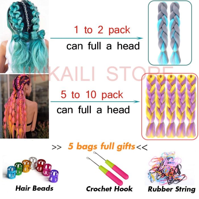 24 Inch Synthetic Crochet Braid Pre Stretched Braiding Hair Colorful