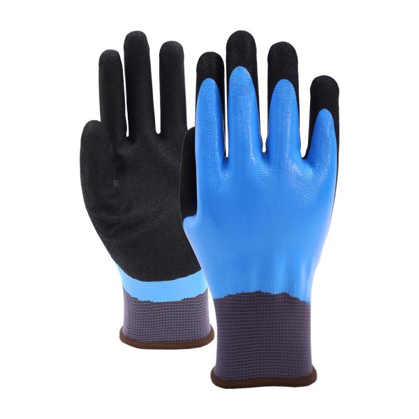 Fully Coated Nitrile Work Gloves Double Coated Waterproof Safety Gloves