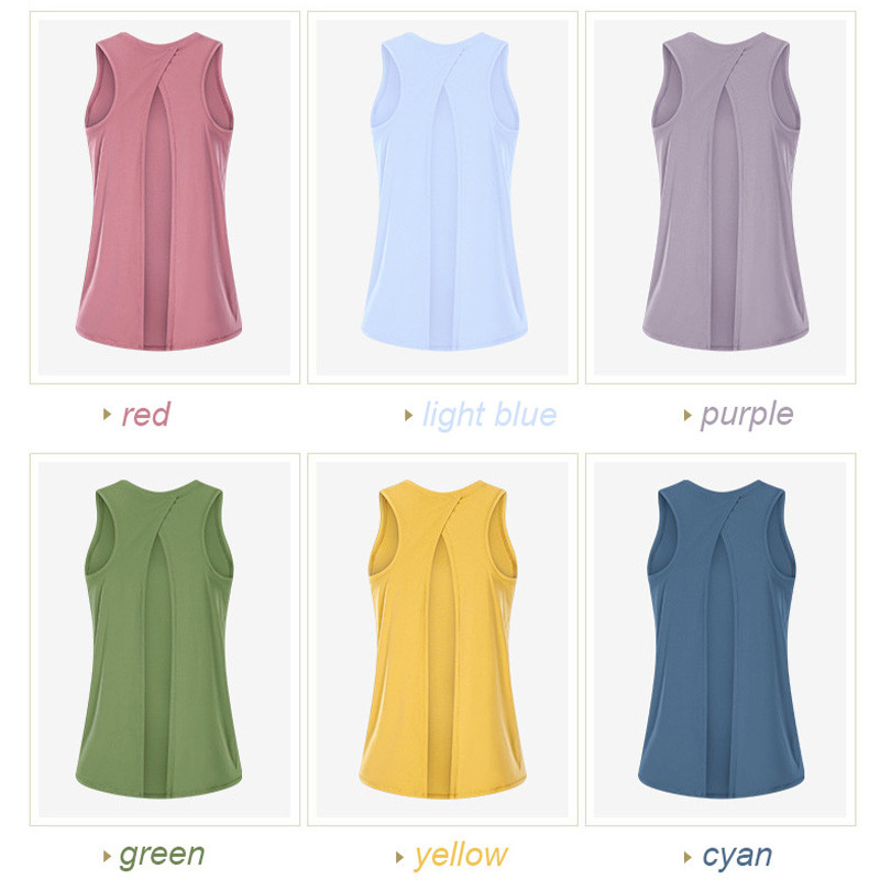 Skin Friendly Ladies Yoga Tops Bandage Back Loose Sleeveless Yoga Tank Tops
