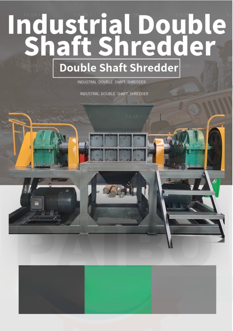 Scrap Car Tire Shredder Machine 45kW Power Waste Plastic Recycling Industrial Shredder
