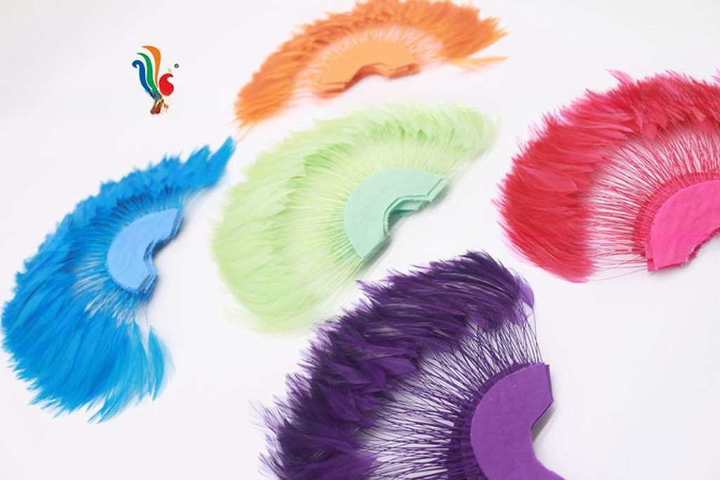 Stripped Heckle Feather Fan , Goose Hand Held Feather Fans For Decoration