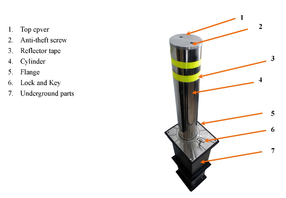 Parking Hydraulic Retractable Bollards Automatic Rising Manual Telescopic Bollards