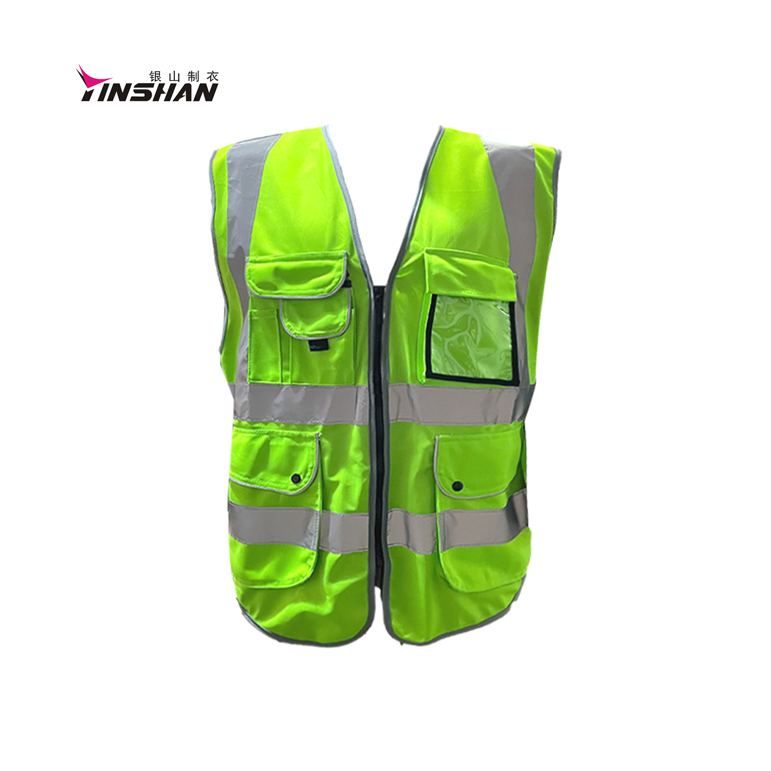 Custom Men's Reflective Work Vest with Pockets and Logo Quick Dry Construction Clothing