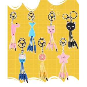 Customized PVC 4 in 1 USB Cable with Keyring