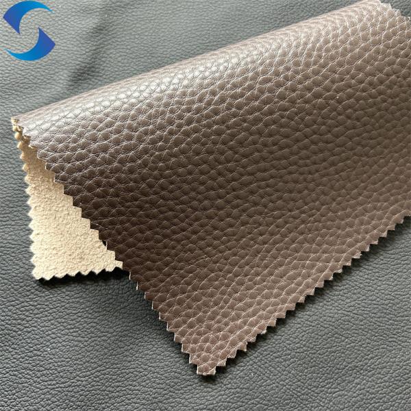Brown Color Eco Friendly Imitation Leather Flocked Backing Technic Synthetic