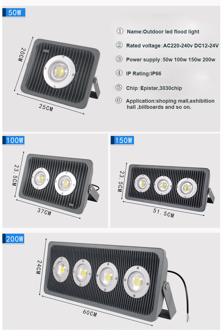 Outdoor 100W Led Flood Light IP65 waterproof CE FCC ROHS Certificate