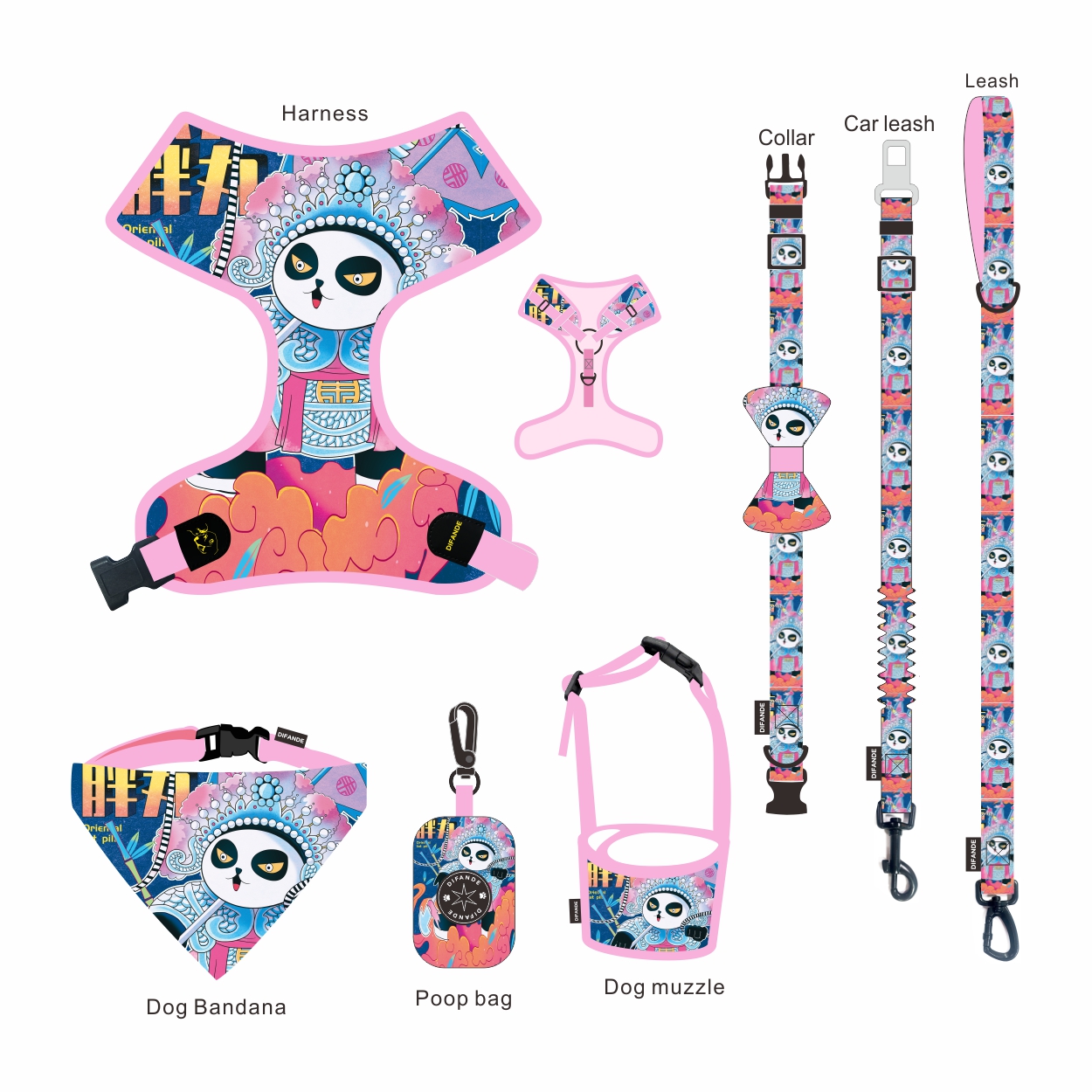 Customized Vest Collar Leash Harness Set 900D Nylon Lightweight Dog Harness