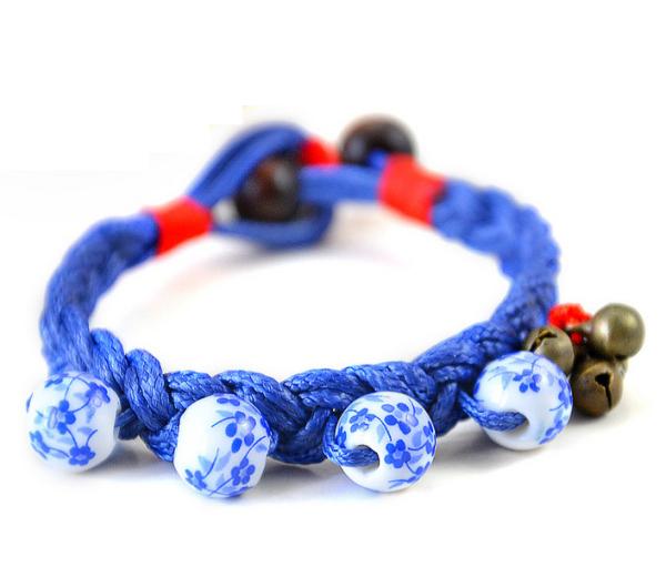 Blue and white beaded jewelry Ethnic Tibetan silver jewelry bracelet woven