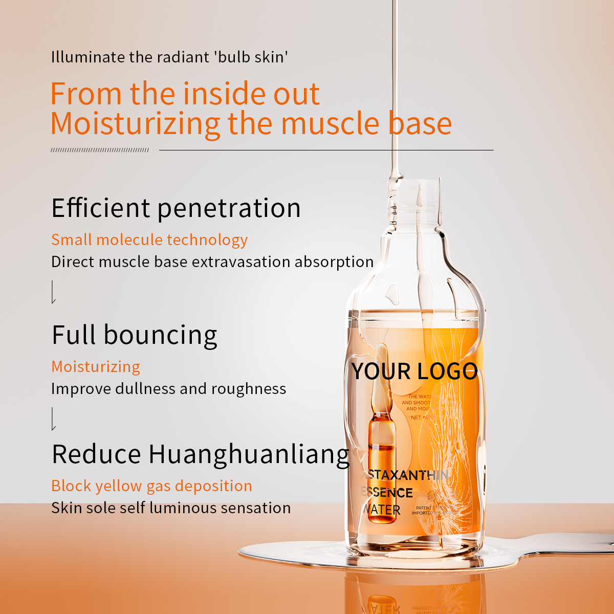 Customized Facial Care Toner, Astaxanthin, Staying up Late, Darkening, Brightening, Whitening, Firming and Moisturizing Water
