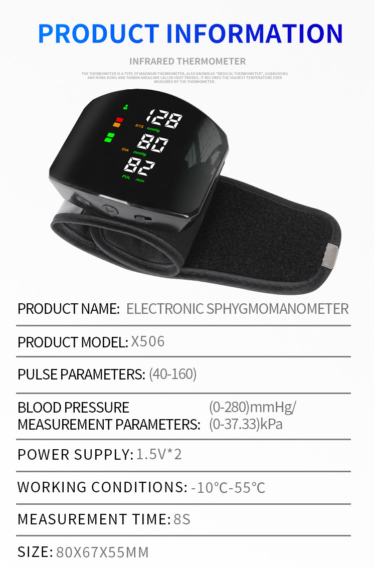 Portable Digital Medical Sphygmomanometer With Voice Prompt LCD Display