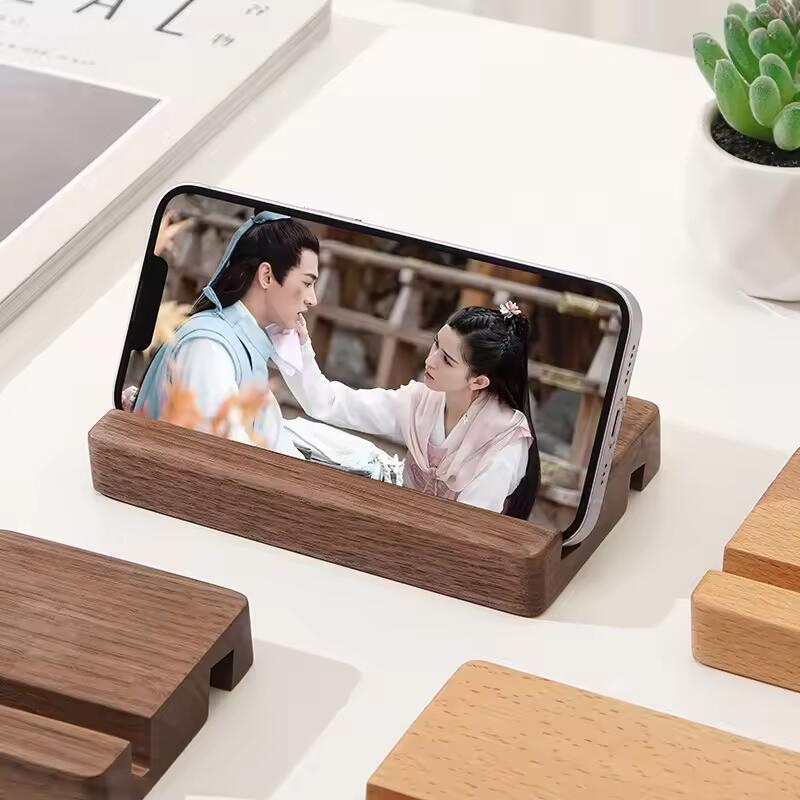 Wood Cell Phone Stand Wooden Mobile Phone Holder Universal Portable Desktop Smartphone Stand