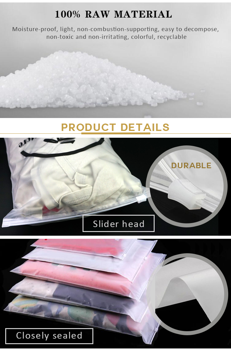 custom logo PVC slider zip lock packing bag zipper bag