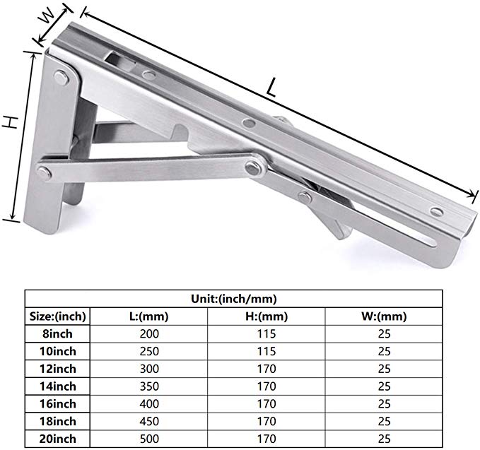 Stamping Punching Bending Process Wall Mount Collapsible Shelf Hinge for 2pcs White