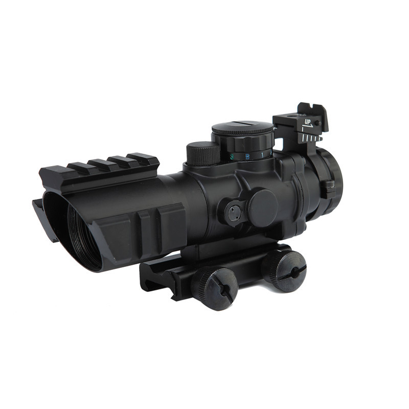 4x32 R/G/B 3 Colors Illuminted Glass Reticle Prism Scope With Decorative Fiber