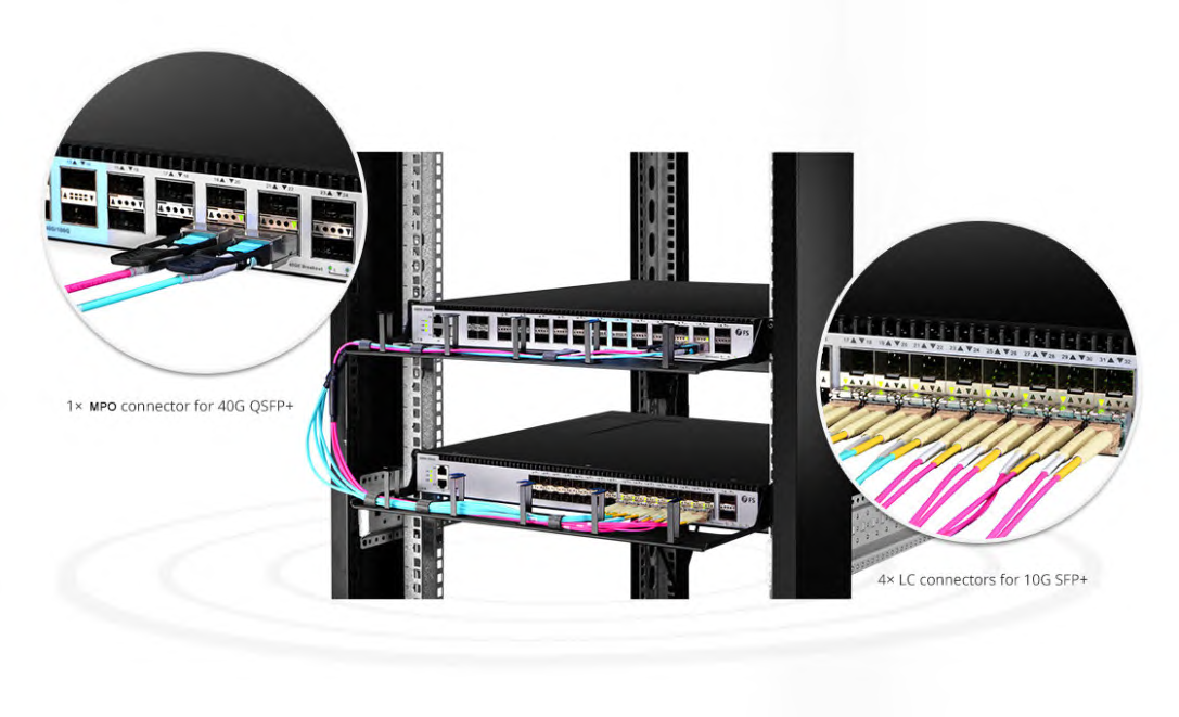 8 Fibers MPO to LC OM4 Fiber Optic MPO-LC 2.0mm Straight harness Cables