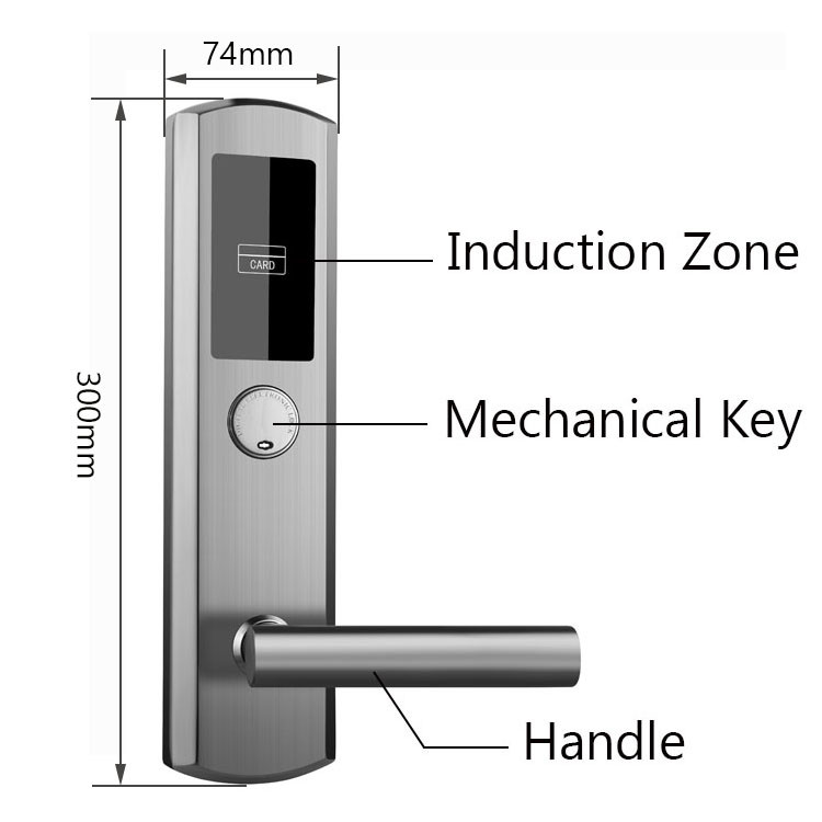 304 Stainless Steel Key Card Hotel Smart Door Locks with Free PC Software