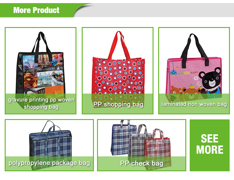 Gravure Printing Pp Woven Small Laminated Tote Bags Handled Woven Shopper Bag