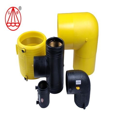 SDR11 Yellow HDPE Gas Pipe Fitting , Polyethylene Gas Pipe Fittings Injection