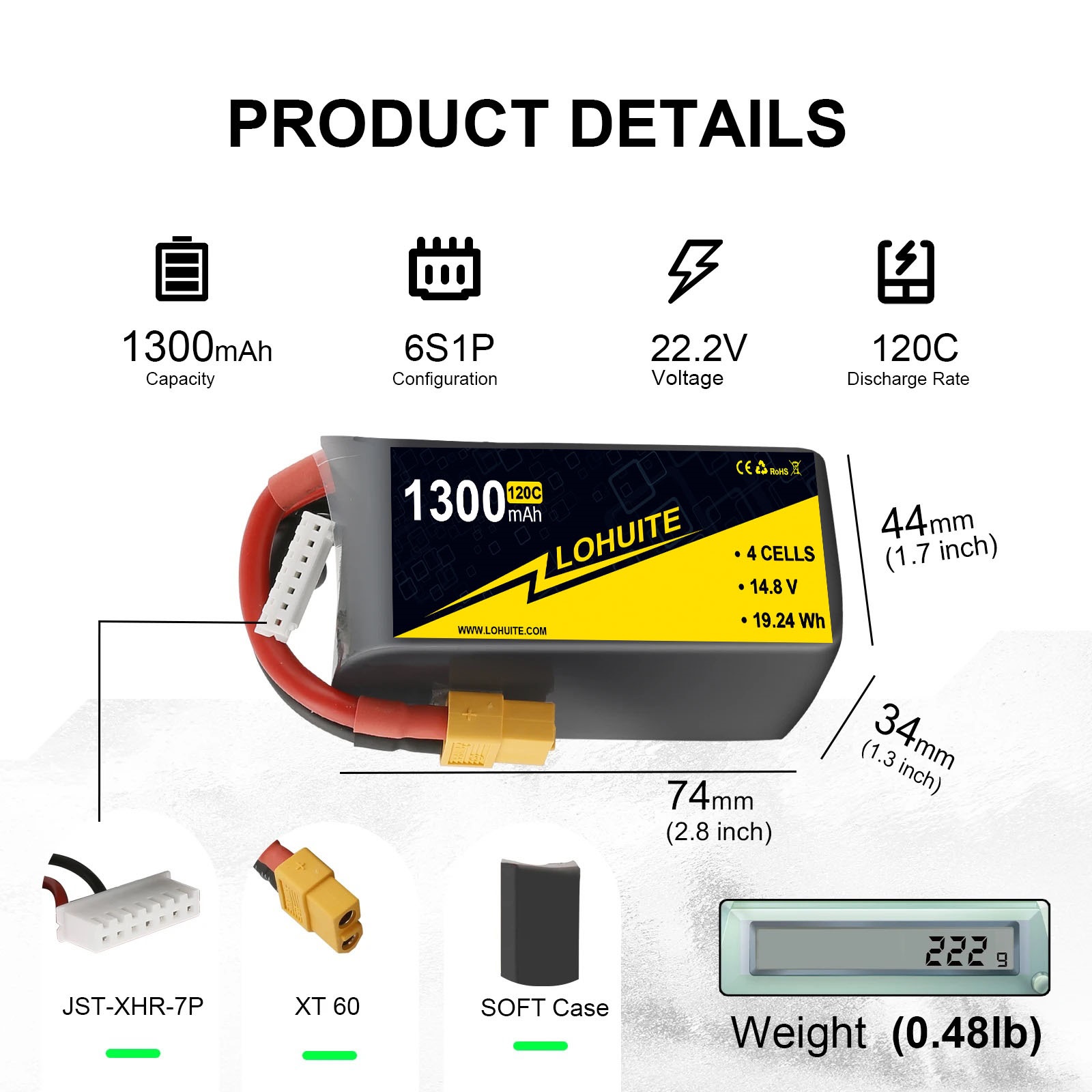 1300mAh 120C 4S Lipo Battery For RC FPV Airplane Quadcopter Helicopter Drone Suggest Balance Charger