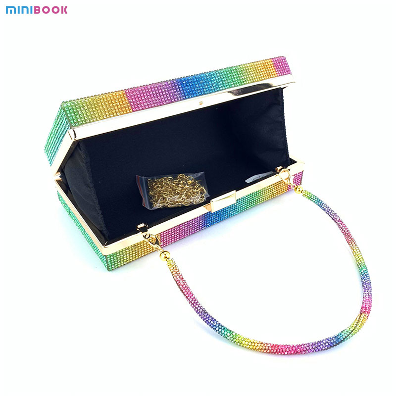 Square Elegant Party Evening Clutch Purse Handbag with Luxury Designer Crossbody Bag