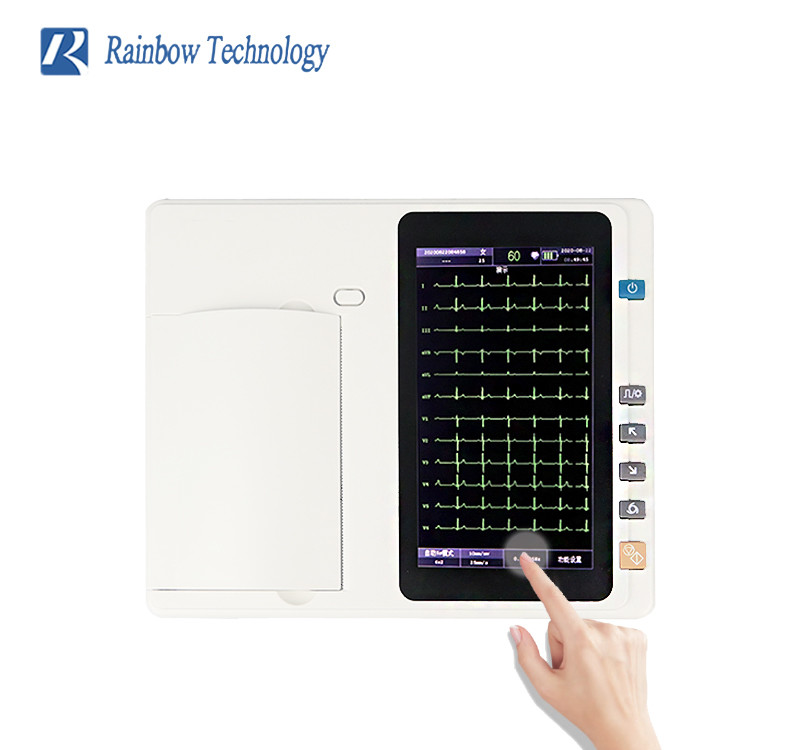 Digital 3 Channels 7 Inch Color Screen Medical Ecg Machine Electrocardiogram