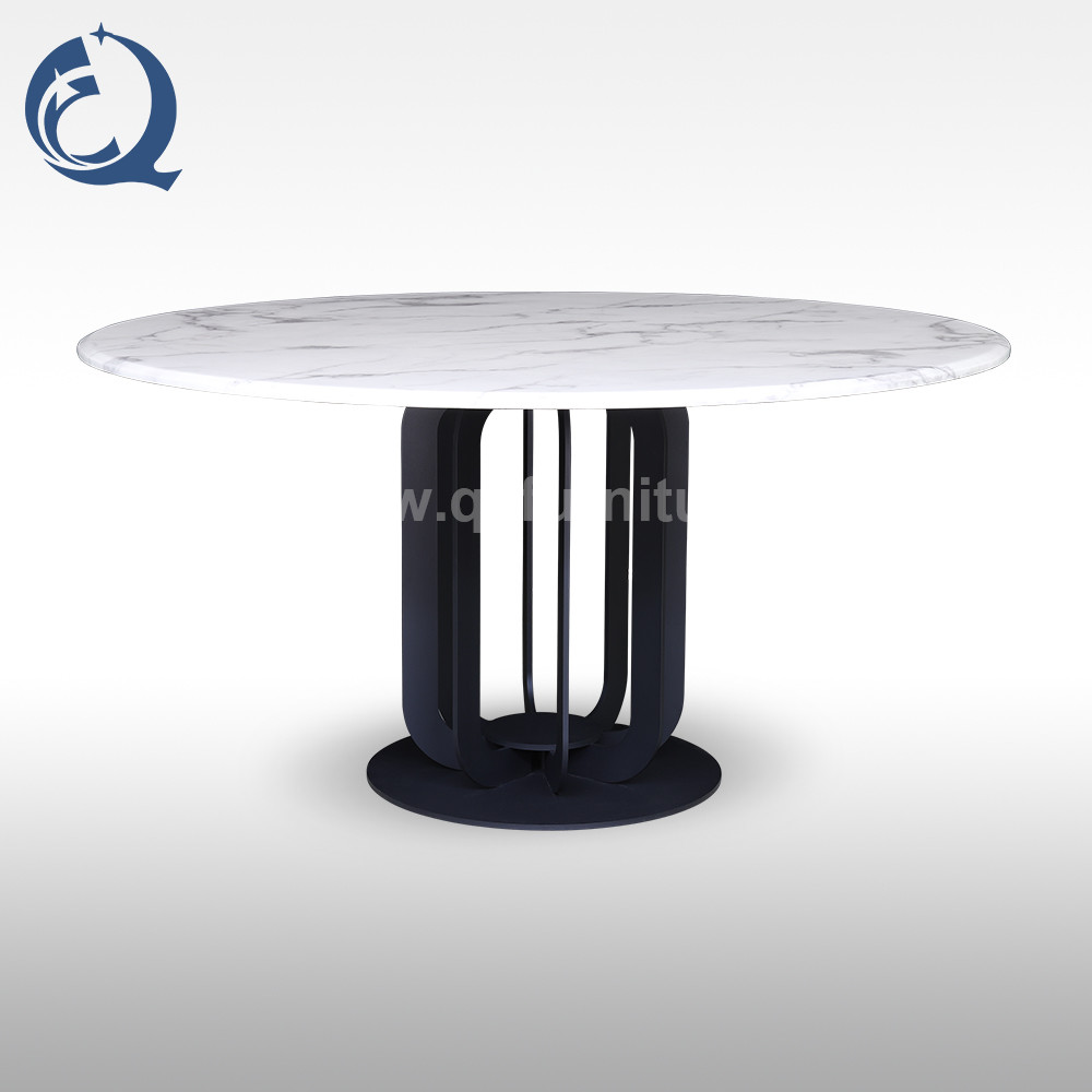 Metal frame Round 150cm Dining Table Sintered Stone Top for dining room