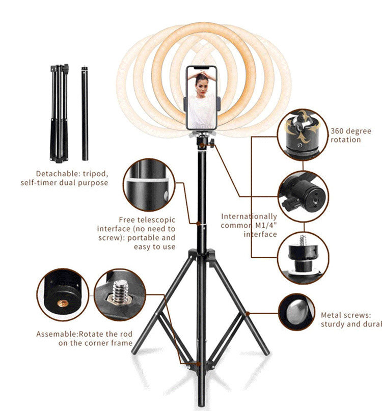 CE 5V 3200K 10 Inch Led Ring Light With Tripod Stand